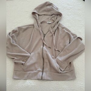 Hippie Rose Tan Zip-Up Hoodie